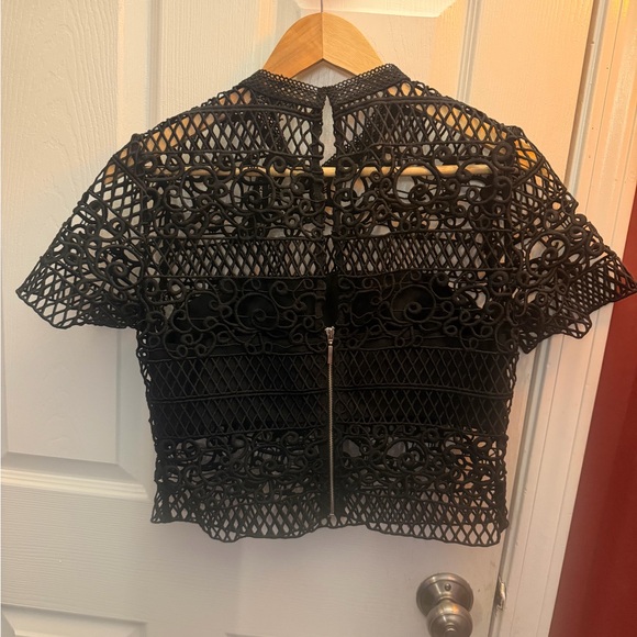 Express Black Crochet Short sleeve top - Picture 4 of 5
